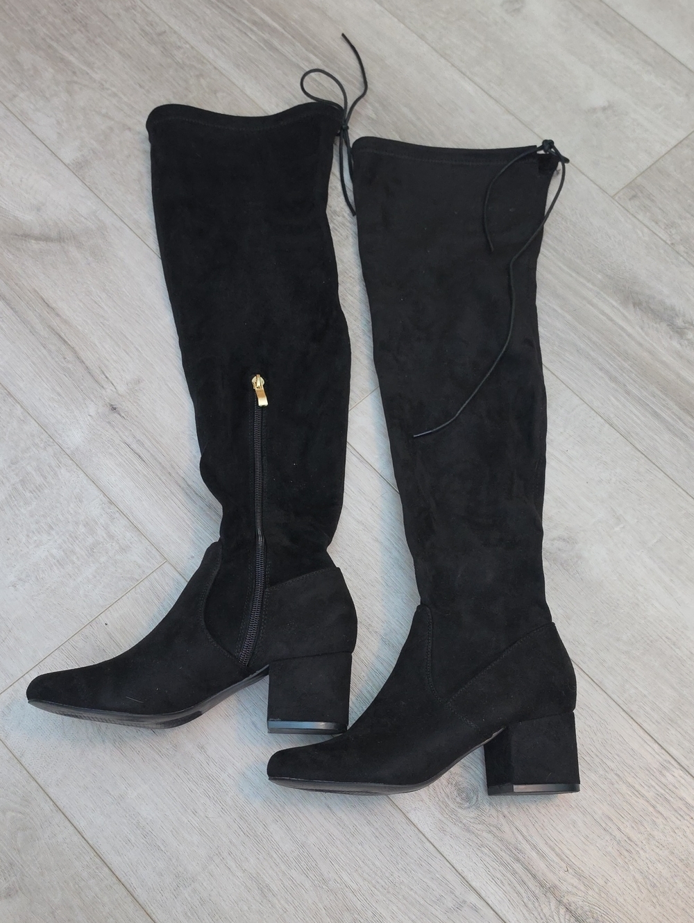 Lulu's Black Over-the-Knee Block Heel Boots